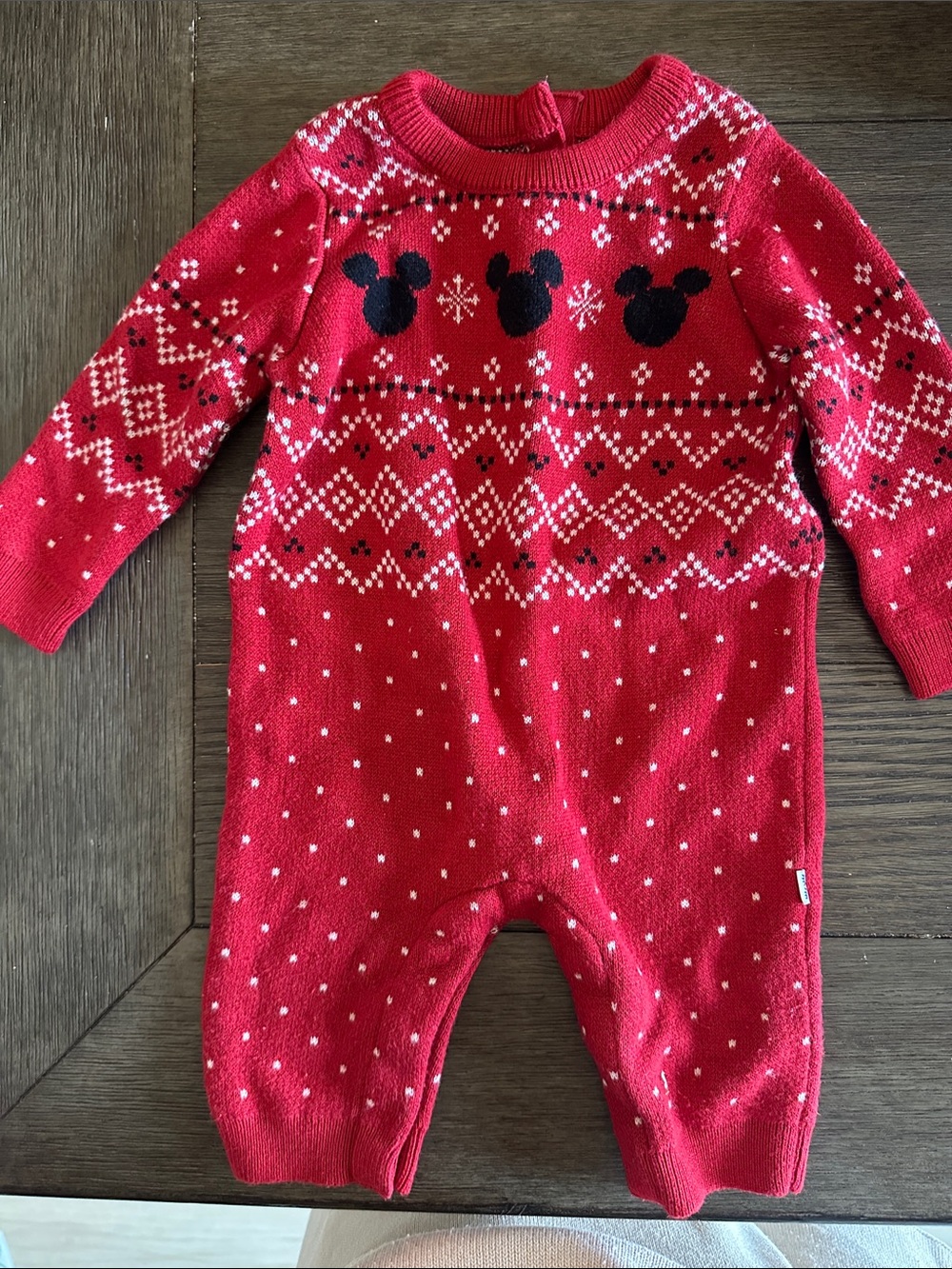 Little Sleepies Red Fair Isle Mickey Knit One-Piece